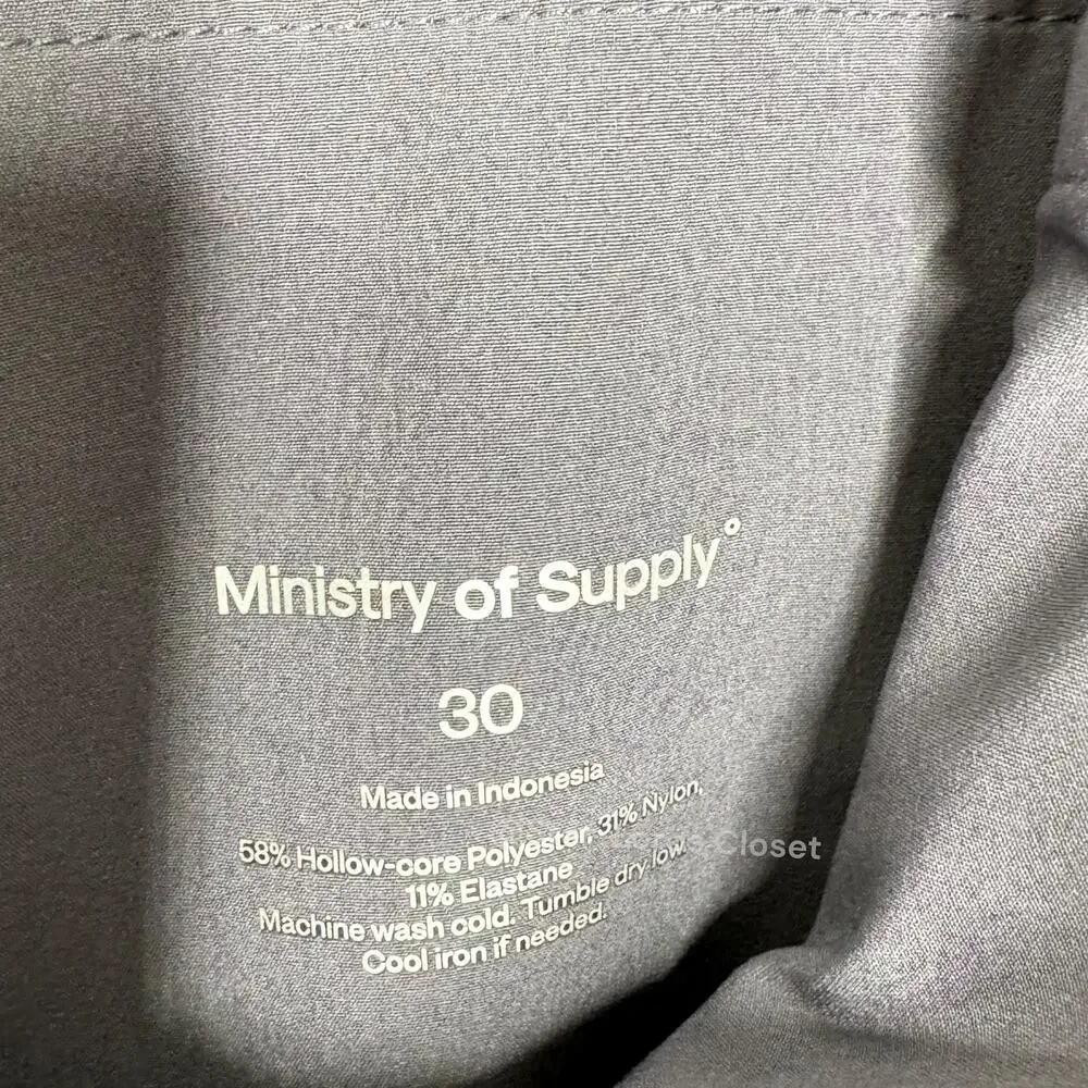 Ministry of Supply Pace Tapered Chinos Pants Size 30 Blue Tech Wrinkle Resistant